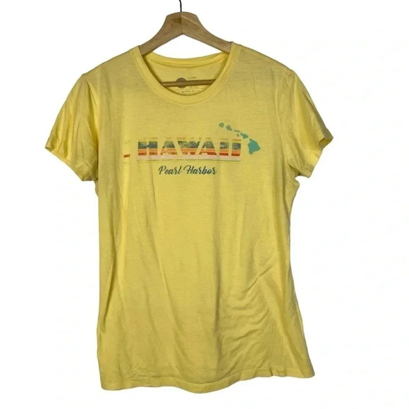 Roxy Yellow Hawaii Pearl Harbor Crewneck Short Sleeve T-Shirt L - Picture 1 of 3
